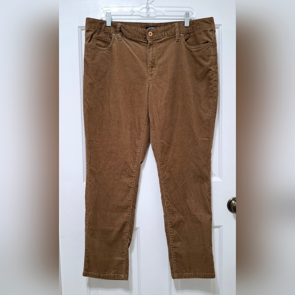 Lands' End Women's Fit 1 Medium Brown Corduroy Straight Leg Pants Size 16 - Picture 1 of 10